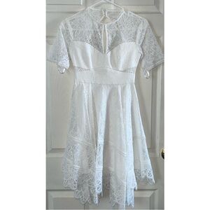 (0) H&M petite| Harley hanky hem lace dress| porcelain